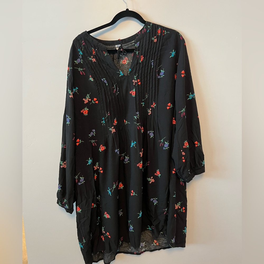 Black Floral Long Sleeve Dress